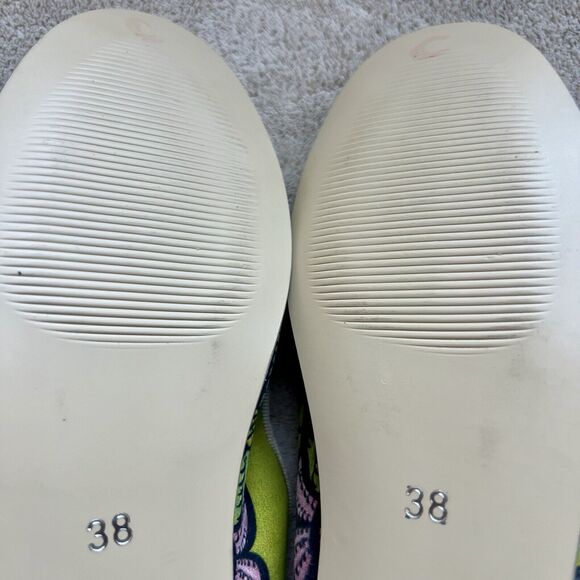 Rockit “White Rabbit” Green Printed Leather Ballet Flat Shoes Women EU 38 US 7.5 - Picture 15 of 16